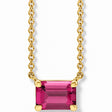 Emerald-Cut Natural Pink Tourmaline Solitaire Necklace 14K Yellow Gold 0.35ct