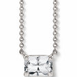 Emerald-Cut Natural White Sapphire Solitaire Necklace 14K White Gold 0.38ct