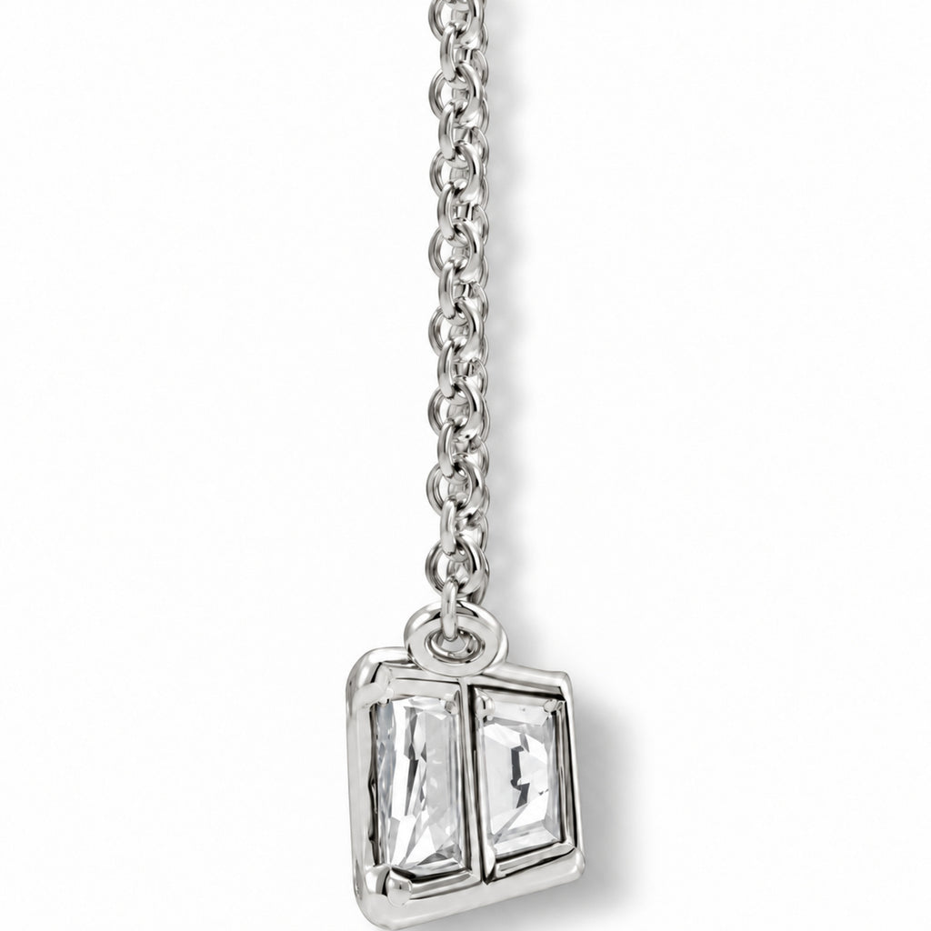 AZ29542 natural white sapphire solitaire necklace 14K white gold - side enhanced original view
