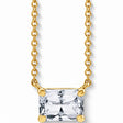 Emerald-Cut Natural White Sapphire Solitaire Necklace 14K Yellow Gold 0.38ct