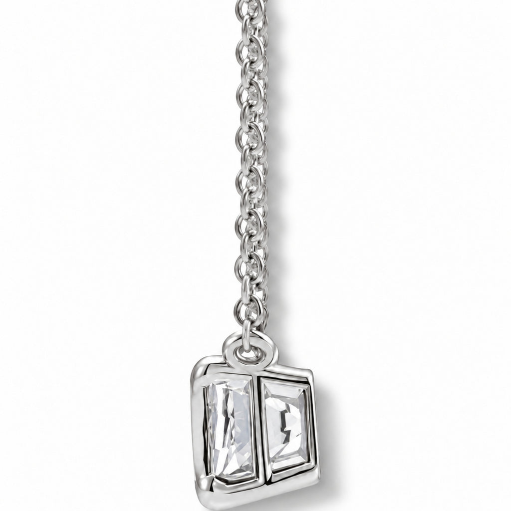 AZ29544 natural white sapphire solitaire necklace sterling silver - side enhanced original view
