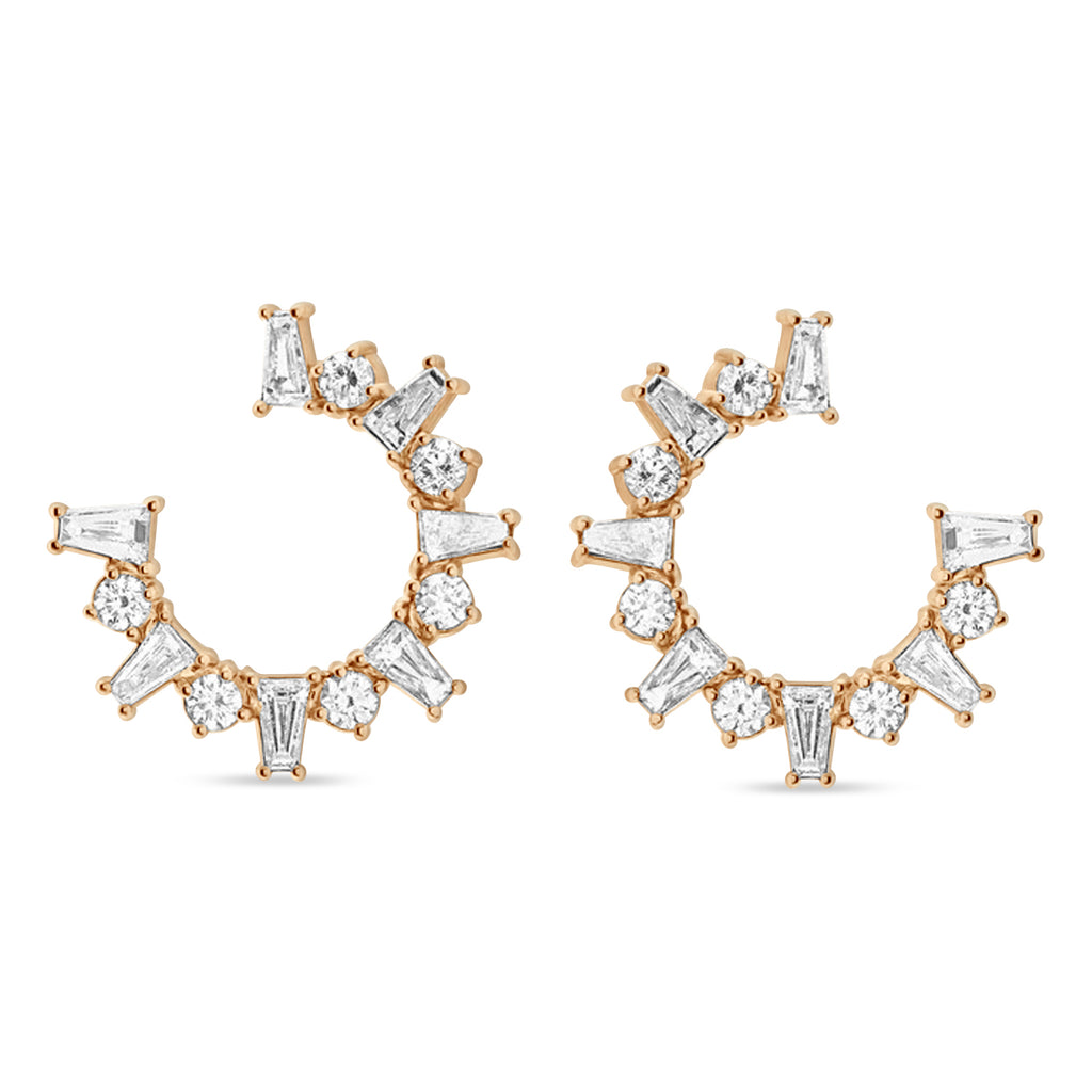 Diamond Front-Facing Hoop Earrings 14k Rose Gold (1.00ct)