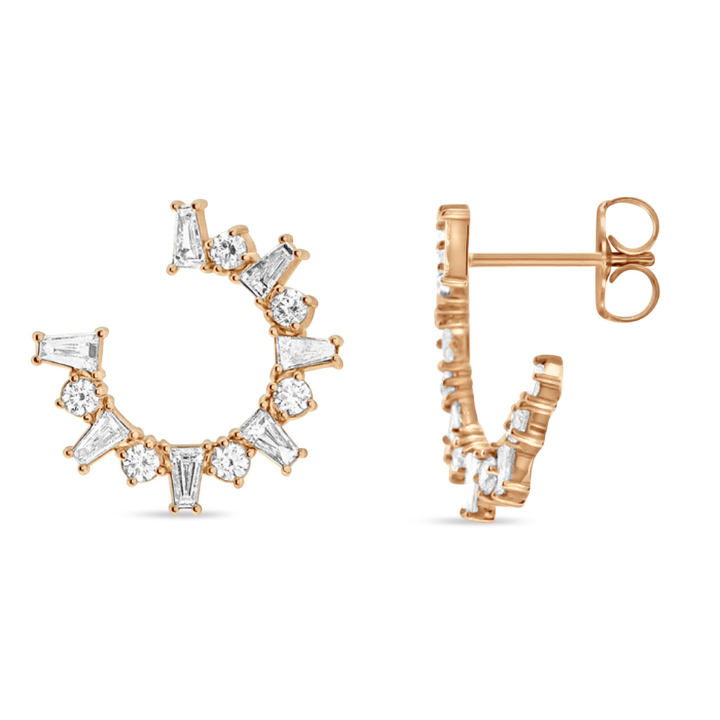 Diamond Front-Facing Hoop Earrings 14k Rose Gold (1.00ct)