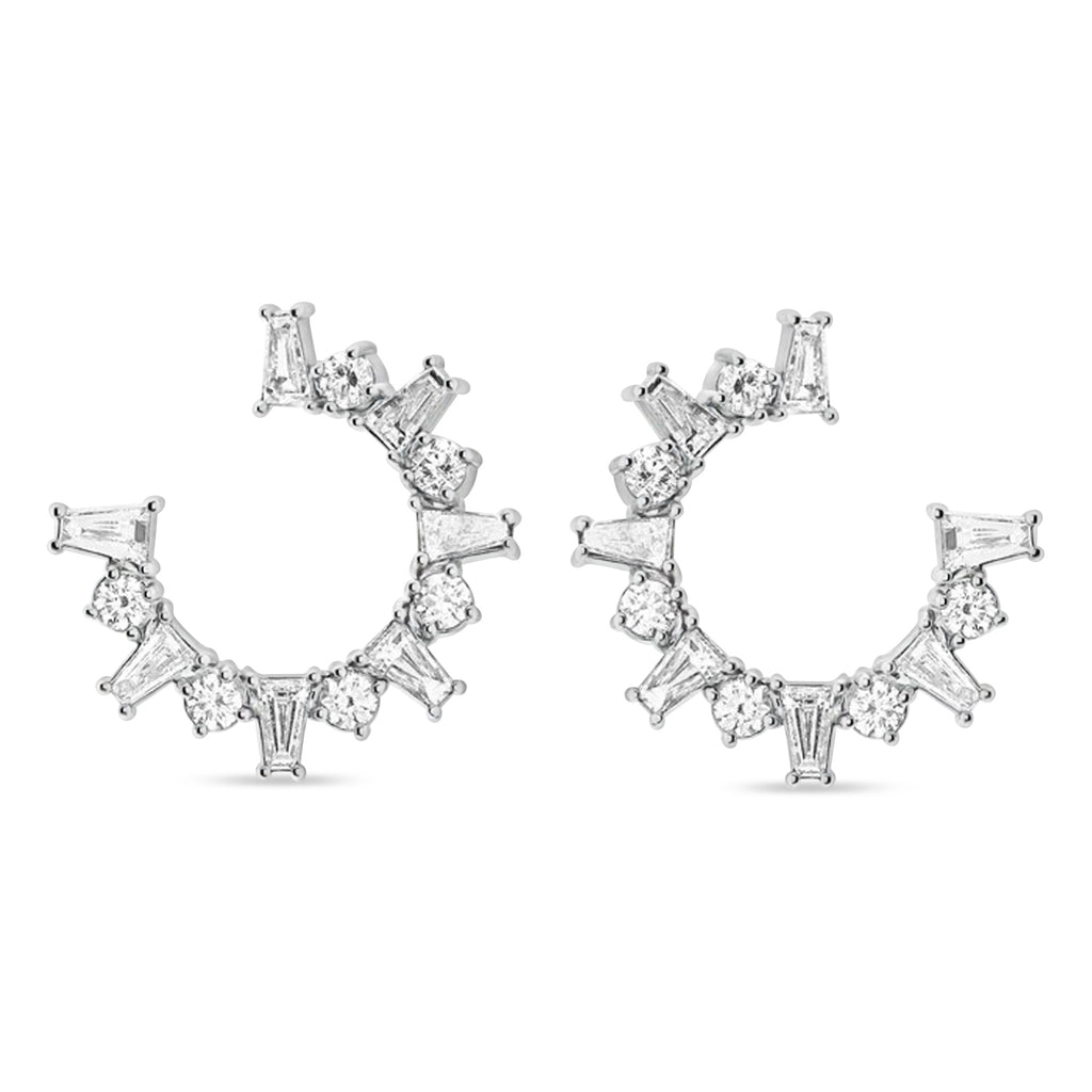 Diamond Front-Facing Hoop Earrings 14k White Gold (1.00ct)