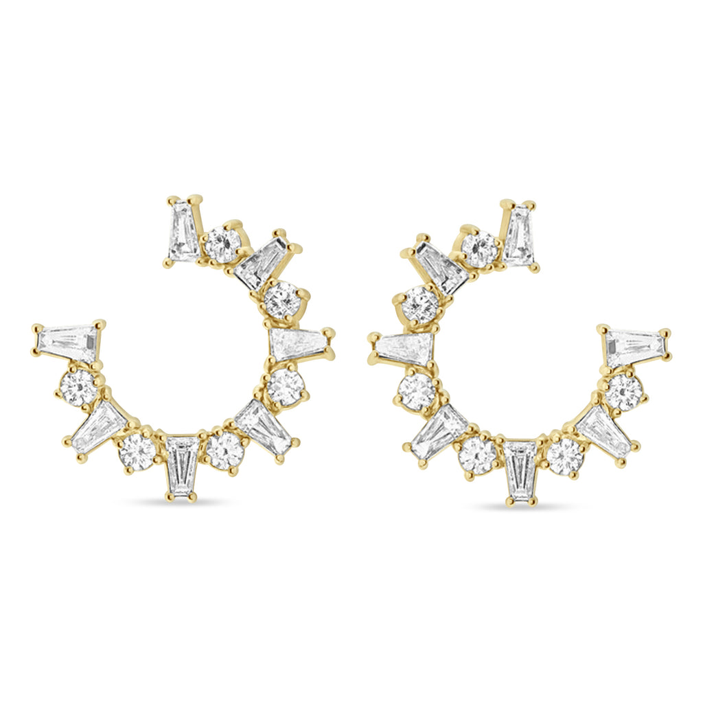 Diamond Front-Facing Hoop Earrings 14k Yellow Gold (1.00ct)