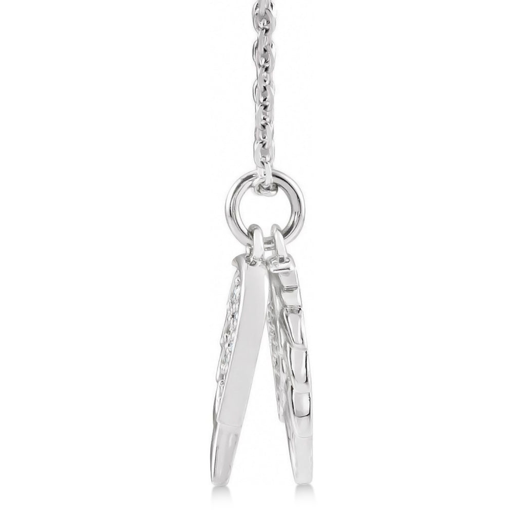 Diamond Accented Angel Wings Pendant Necklace Sterling Silver (0.03ct)