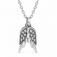Diamond Accented Angel Wings Pendant Necklace 14K White Gold (0.03ct)