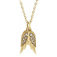 Diamond Accented Angel Wings Pendant Necklace 14K Yellow Gold (0.03ct)