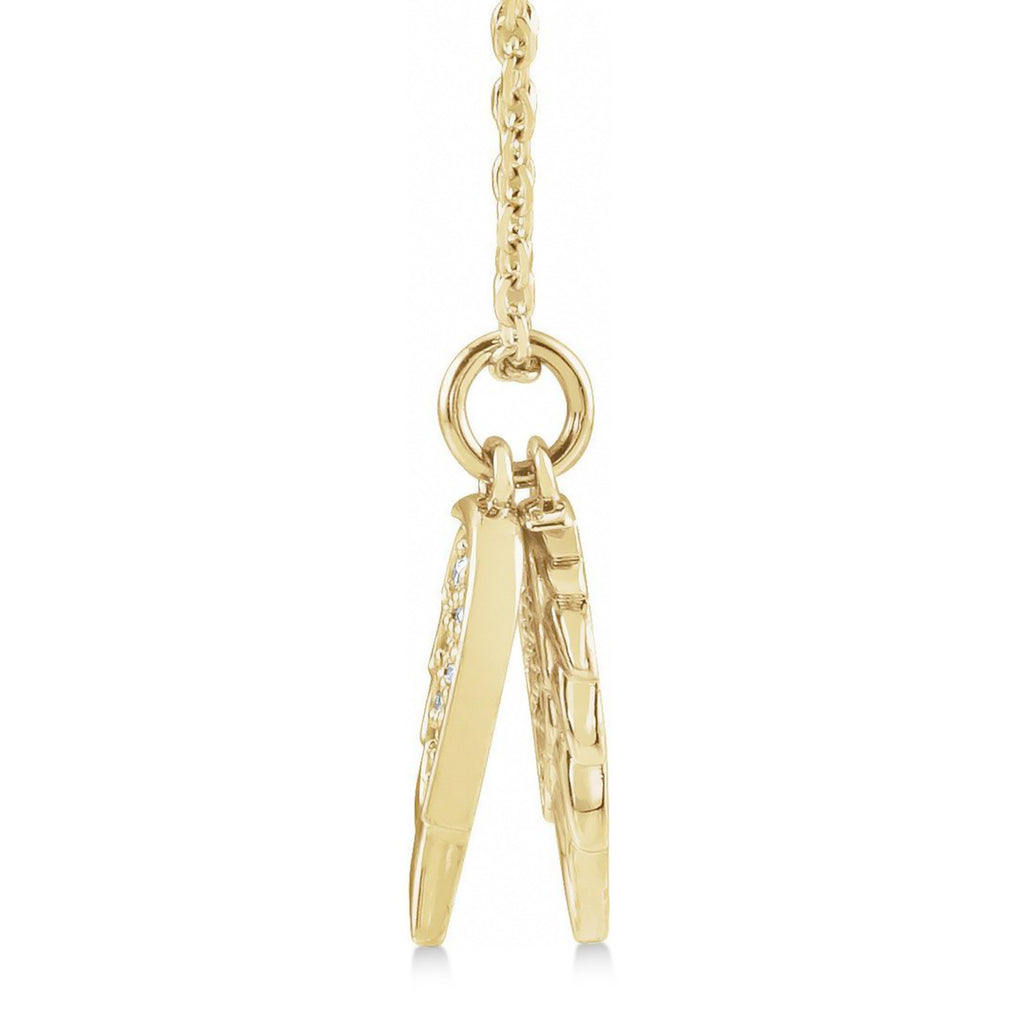Diamond Accented Angel Wings Pendant Necklace 14K Yellow Gold (0.03ct)