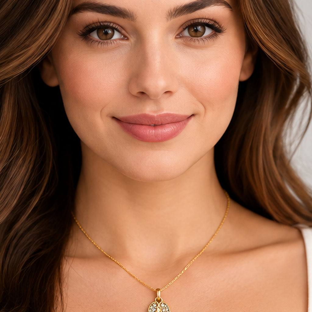 Diamond Accented Angel Wings Pendant Necklace 14K Yellow Gold (0.03ct)