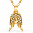 Diamond Accented Angel Wings Pendant Necklace 14K Yellow Gold (0.03ct)