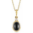 Oval Natural Onyx & Diamond Pendant Necklace 14K Yellow Gold (2.03ct)
