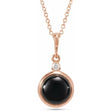 Round Natural Onyx & Diamond Pendant Necklace 14K Rose Gold (1.53ct)