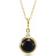 Round Natural Onyx & Diamond Pendant Necklace 14K Yellow Gold (0.65ct)
