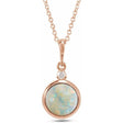 Round Natural White Opal & Diamond Pendant Necklace 14K Rose Gold (0.57ct)