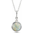 Round Natural White Opal & Diamond Pendant Necklace 14K White Gold (0.57ct)