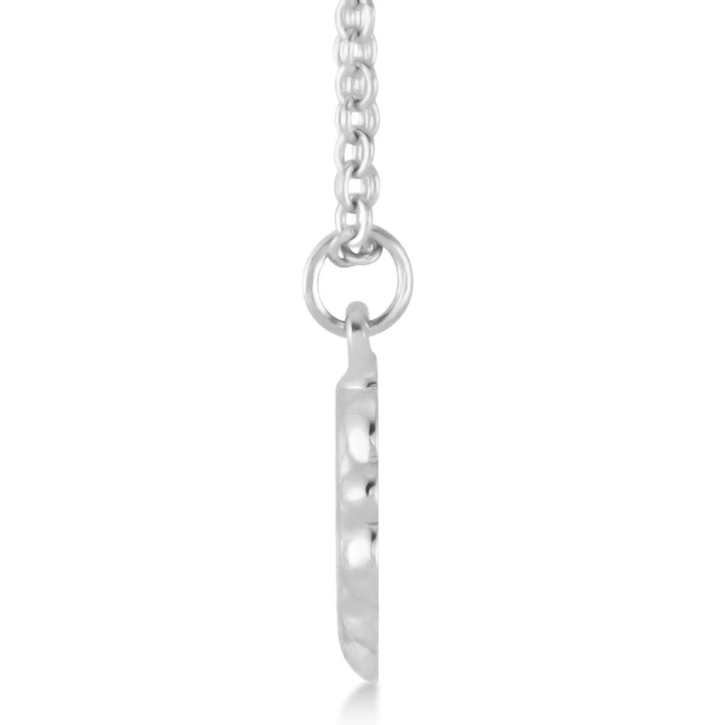 Bee Medallion Disk Pendant Necklace 14k White Gold