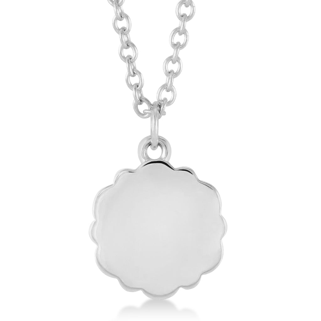 Bee Medallion Disk Pendant Necklace 14k White Gold