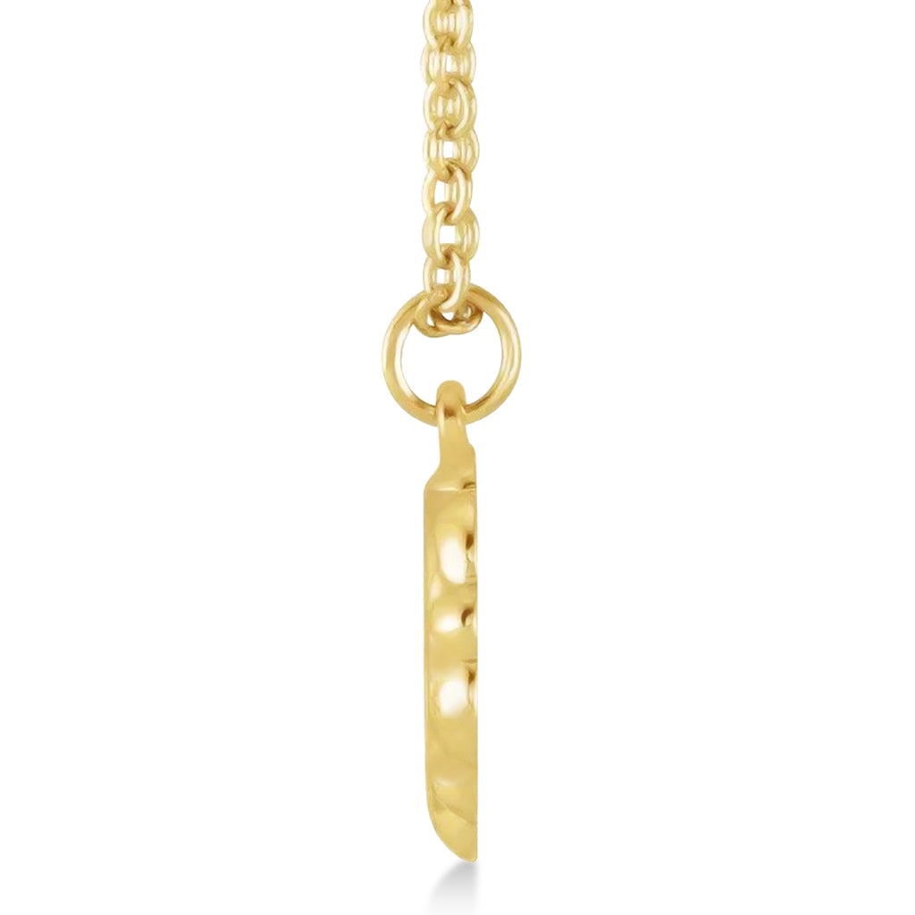 Bee Medallion Disk Pendant Necklace 14k Yellow Gold