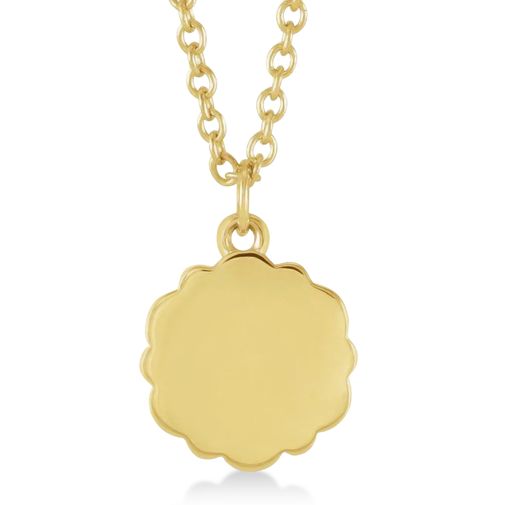 Bee Medallion Disk Pendant Necklace 14k Yellow Gold