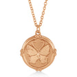 Butterfly Medallion Disk Pendant Necklace 14k Rose Gold