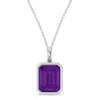 Emerald Cut Amethyst Bezel Set Pendant Necklace 14K White Gold (3.12ct)