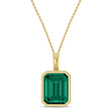 Emerald Cut Lab Emerald Bezel Set Pendant Necklace 14K Yellow Gold (3.00ct)