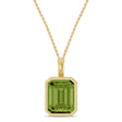 Emerald Cut Lab Peridot Bezel Set Pendant Necklace 14K Yellow Gold (3.60ct)
