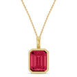 Emerald Cut Lab Ruby Bezel Set Pendant Necklace 14K Yellow Gold (4.30ct)