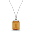 Emerald Cut Citrine Bezel Set Pendant Necklace 14K White Gold (3.10ct)
