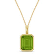 Emerald Cut Peridot Bezel Set Pendant Necklace 14K Yellow Gold (3.63ct)