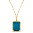 Emerald Cut London Blue Topaz Bezel Set Pendant Necklace 14K Yellow Gold (4.03ct)