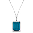 Emerald Cut London Blue Topaz Bezel Set Pendant Necklace Sterling Silver (4.03ct)