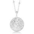 Athena Goddess of War Medallion Disk Pendant Necklace 14k White Gold