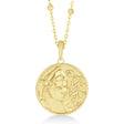 Athena Goddess of War Medallion Disk Pendant Necklace 14k Yellow Gold