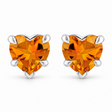 Heart Natural Citrine Stud Earrings 14K White Gold 0.84ct