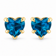 Heart Natural Blue Topaz Stud Earrings 14K Yellow Gold 1.14ct