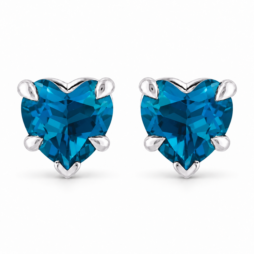 Heart natural blue topaz stud earrings Sterling Silver — main view
