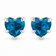 Heart Natural Blue Topaz Stud Earrings Sterling Silver 1.14ct