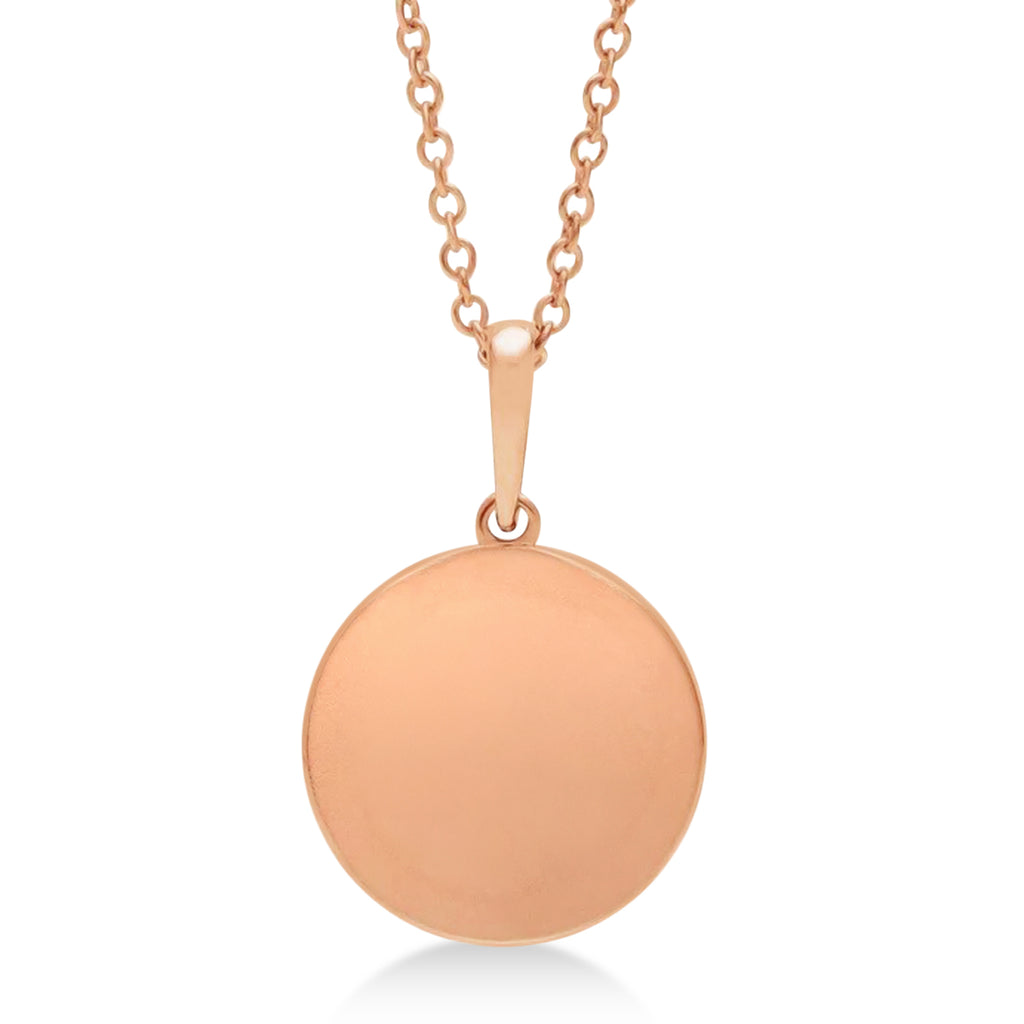 Floral Medallion Disk Pendant Necklace 14k Rose Gold
