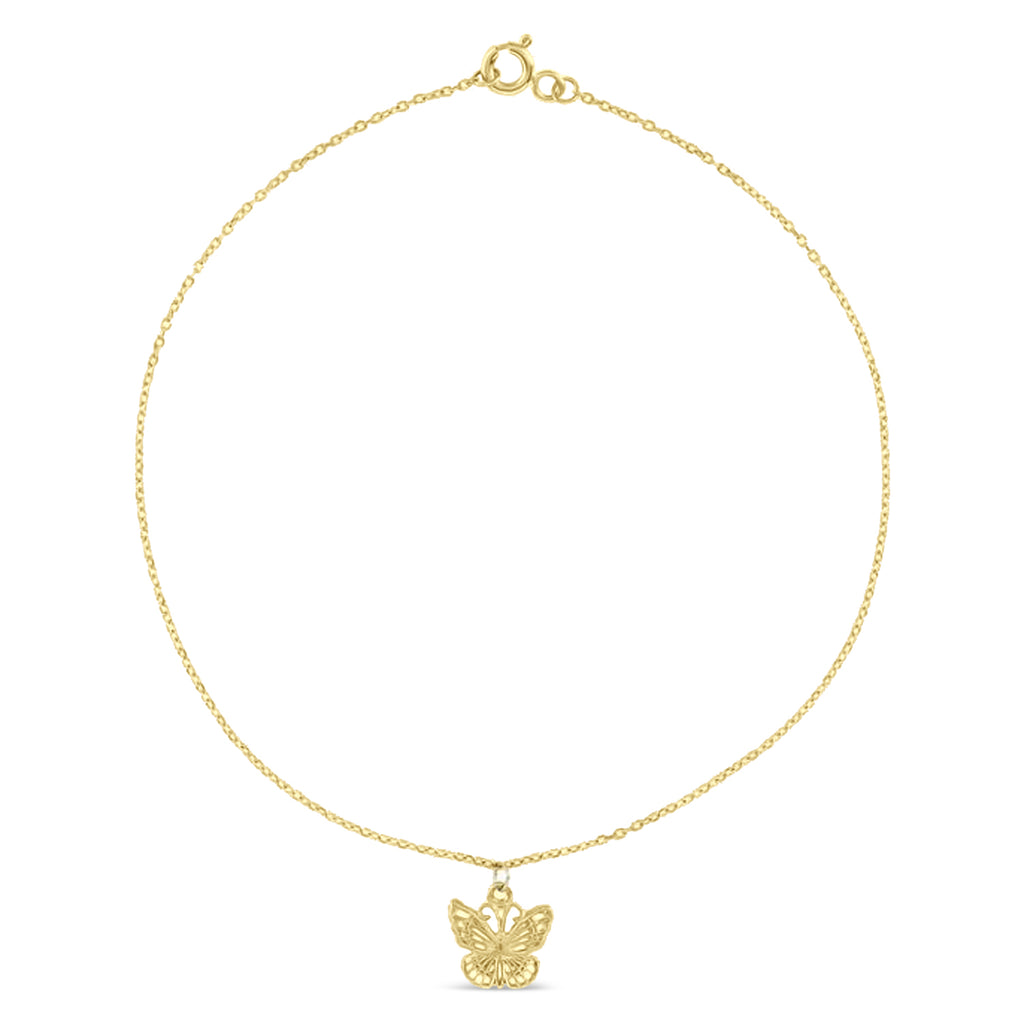 Butterfly Anklet Bracelet 14K Yellow Gold