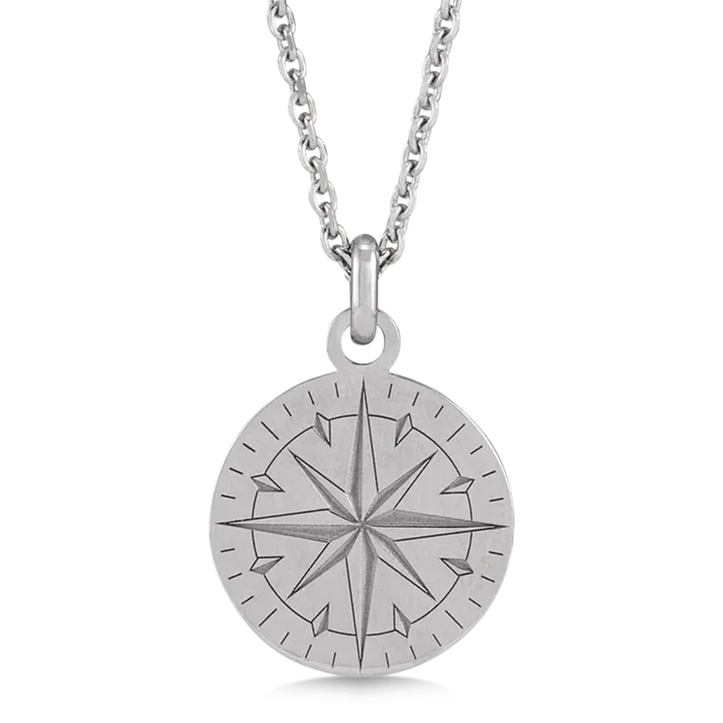 Compass Pendant Necklace Sterling Silver