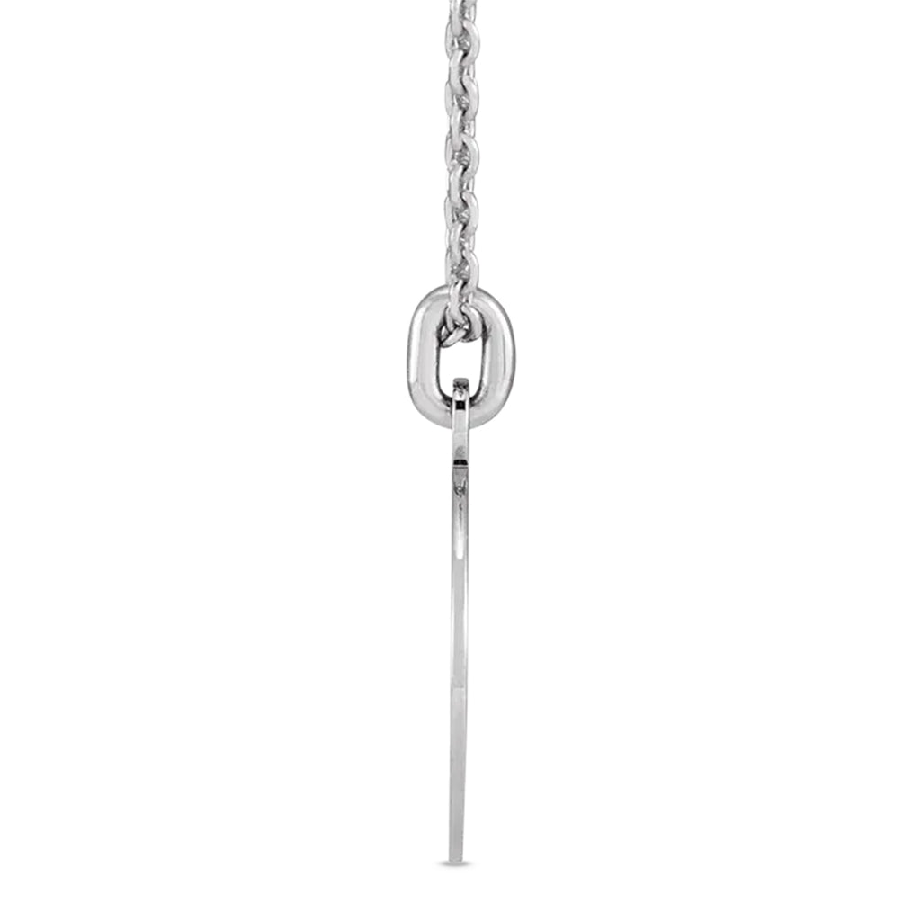 Compass Pendant Necklace 14K White Gold