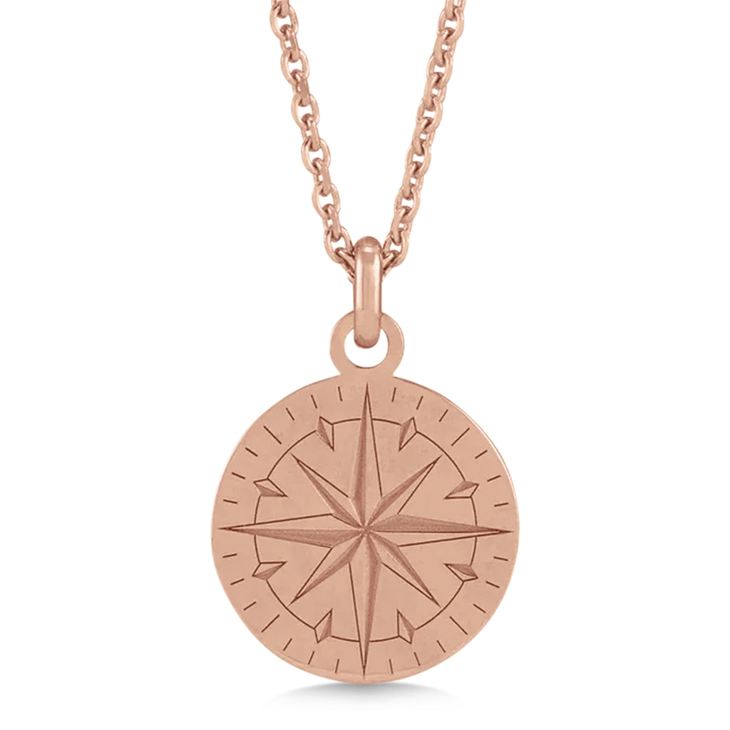 Compass Pendant Necklace 14K Rose Gold