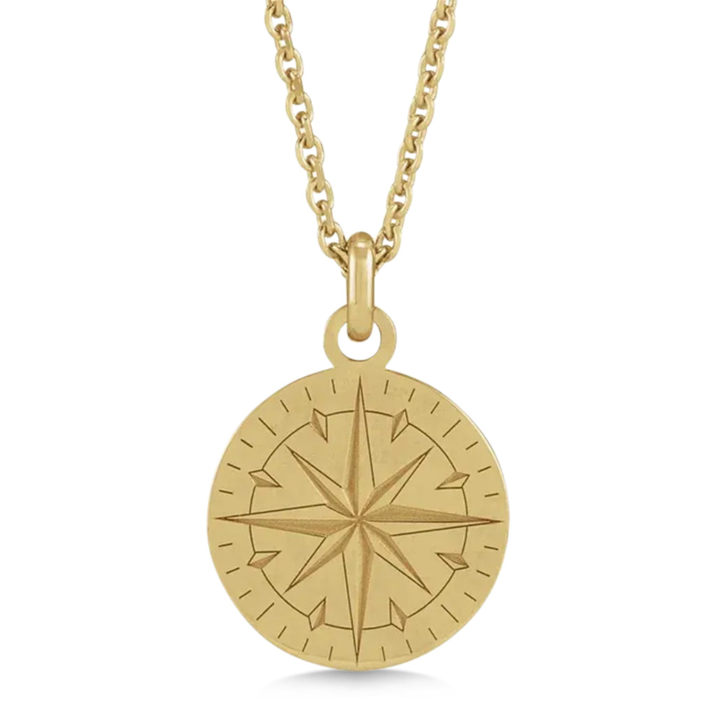 Compass Pendant Necklace 14K Yellow Gold