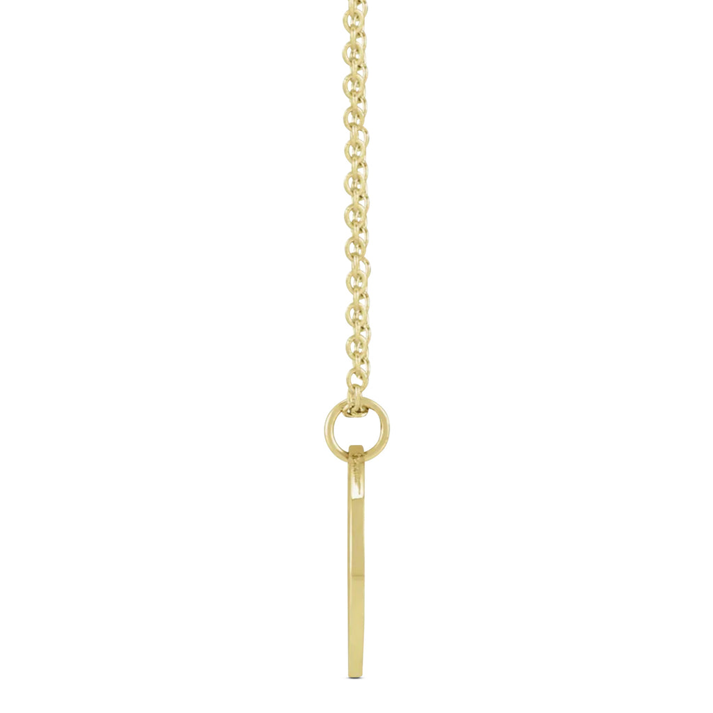 June Birth Flower Rose Disc Pendant Necklace 14K Yellow Gold