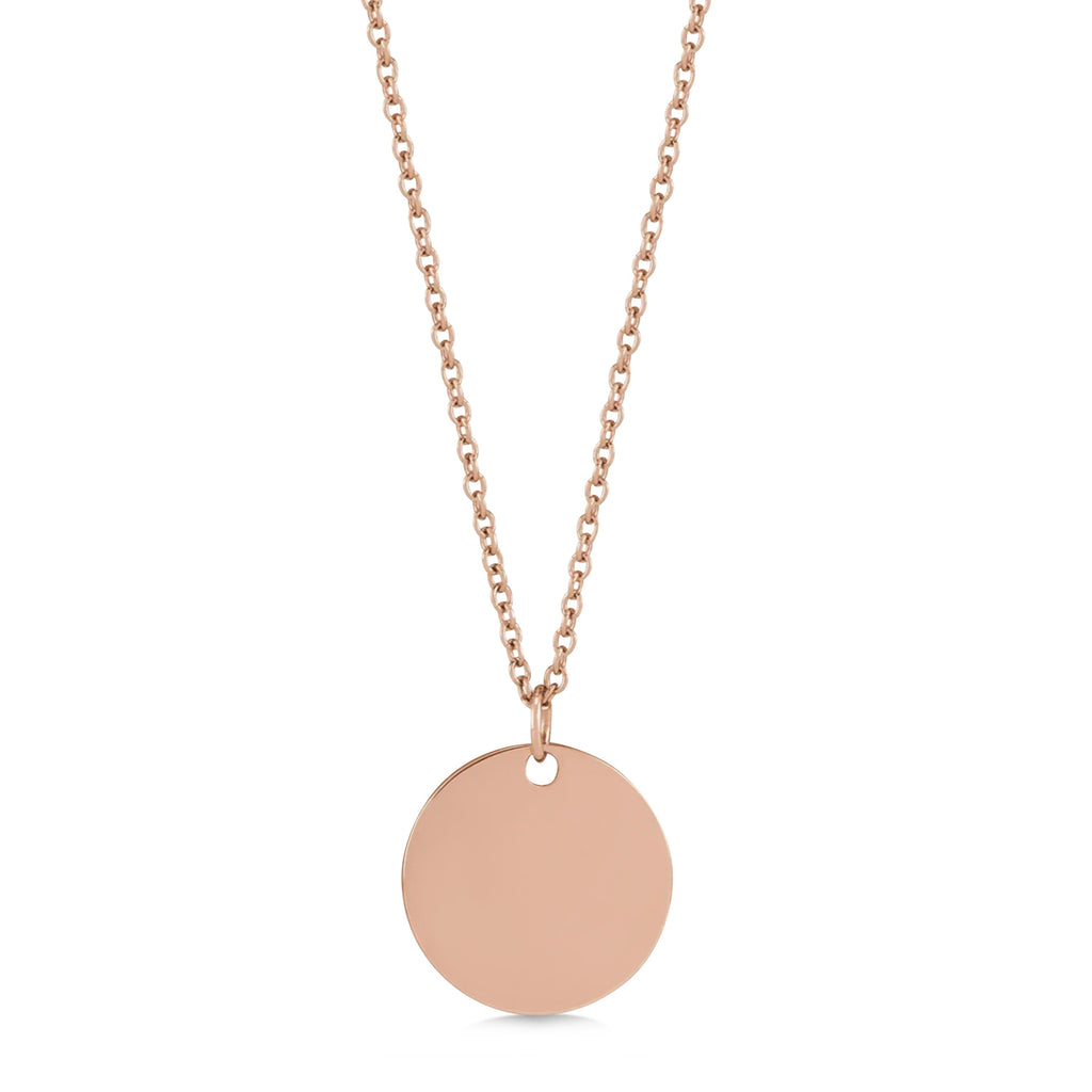 June Birth Flower Rose Disc Pendant Necklace 14K Rose Gold