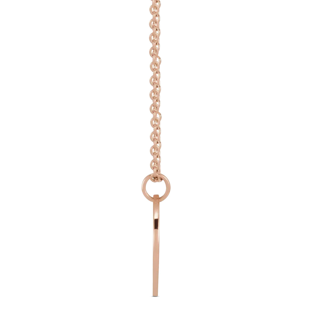 May Birth Flower Lily of the Valley Disc Pendant Necklace 14K Rose Gold