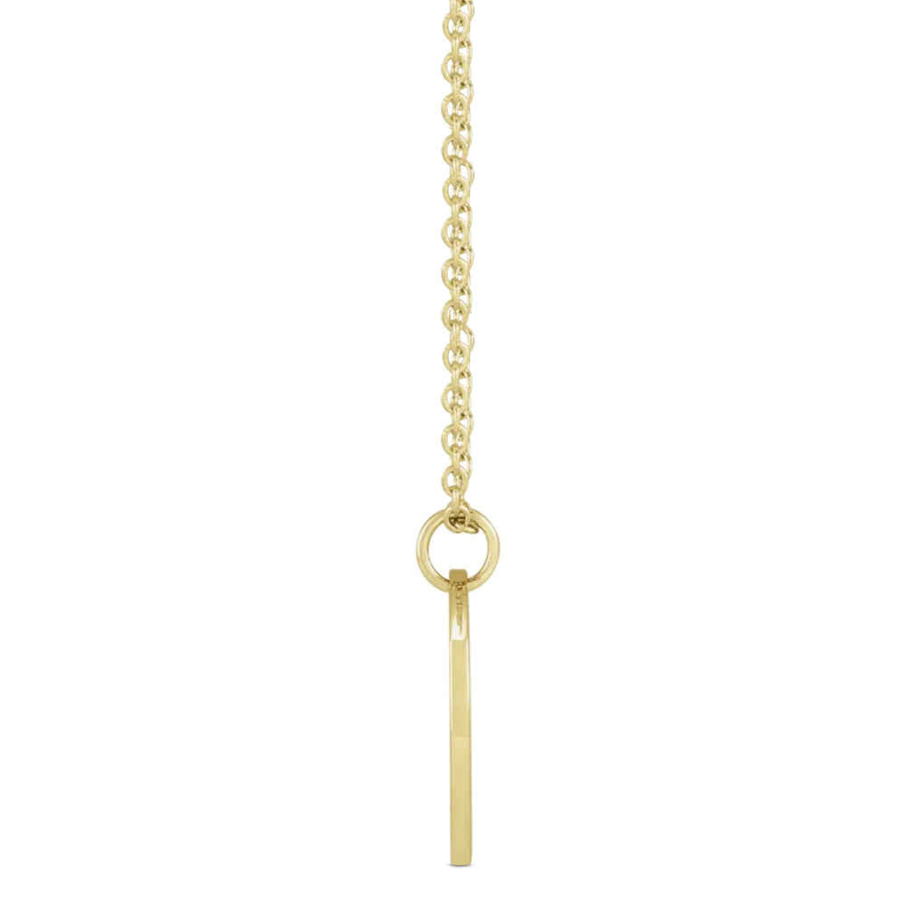 May Birth Flower Lily of the Valley Disc Pendant Necklace 14K Yellow Gold