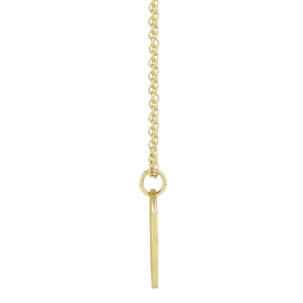 December Birth Flower Narcissus Disc Pendant Necklace 14K Yellow Gold